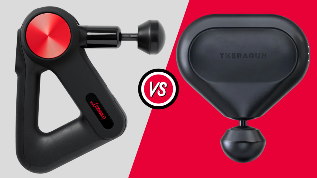 Comparing two massage guns: a side-by-side showcase of design and features.